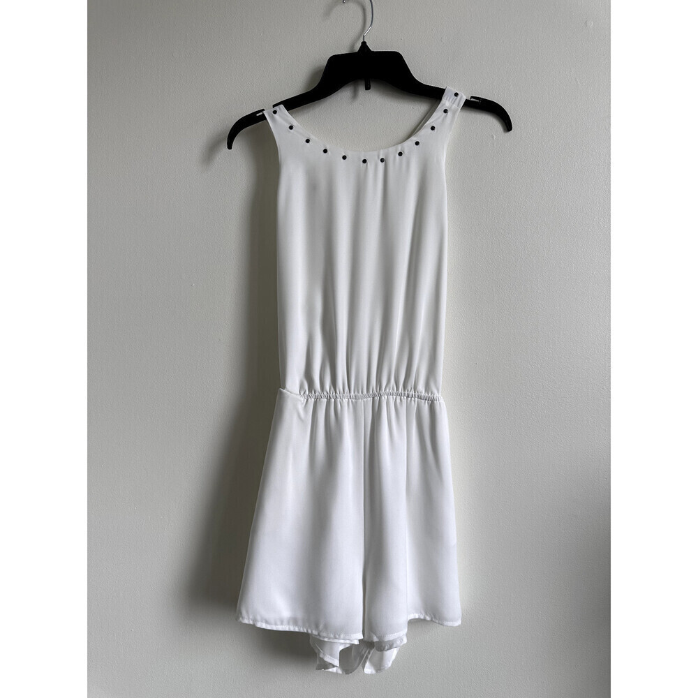Naked Zebra Women's Studded Tie Back Romper In Off White Size L